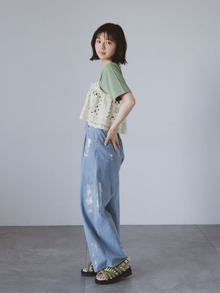 わんこ刺繍Tシャツ（オフホワイト/ピンク/グリーン）｜ehka sopo（エヘカソポ）通販