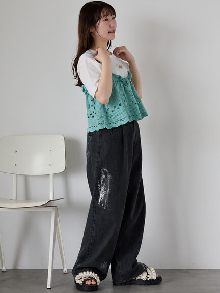 わんこ刺繍Tシャツ（オフホワイト/ピンク/グリーン）｜ehka sopo（エヘカソポ）通販