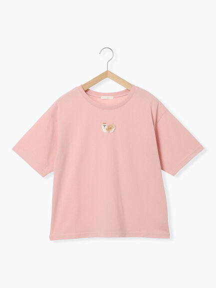 わんこ刺繍Tシャツ（オフホワイト/ピンク/グリーン）｜ehka sopo（エヘカソポ）通販