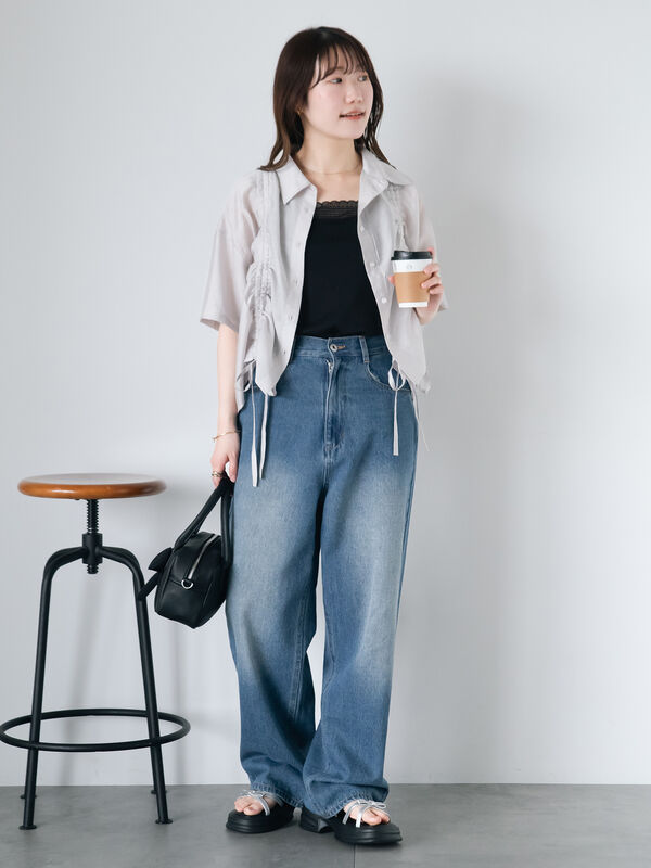 セール】 前後2WAYレース付きタンクトップ（オフホワイト/ブラック