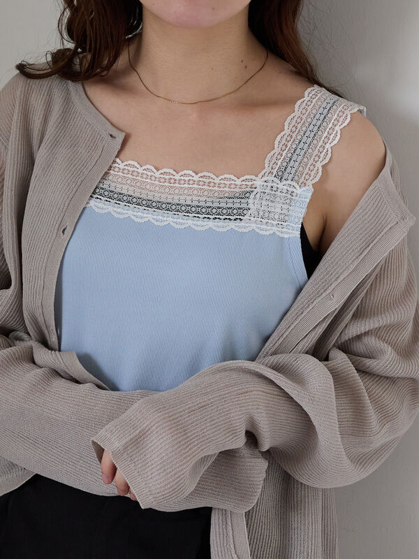 セール】 前後2WAYレース付きタンクトップ（オフホワイト/ブラック