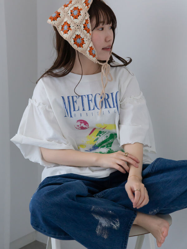 ヴィンテージ加工プリントTシャツ（オフホワイト）｜ehka sopo（エヘカソポ）通販