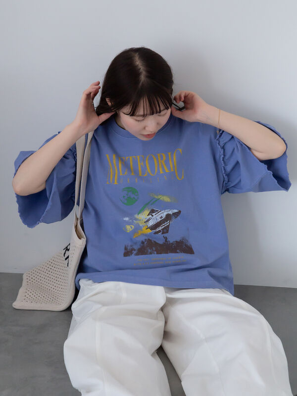 ヴィンテージ加工プリントTシャツ（ブルー）｜ehka sopo（エヘカソポ）通販