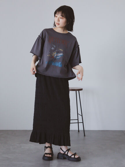 ヴィンテージ加工プリントTシャツ（オフホワイト/チャコールグレー/ブルー）｜ehka sopo（エヘカソポ）通販
