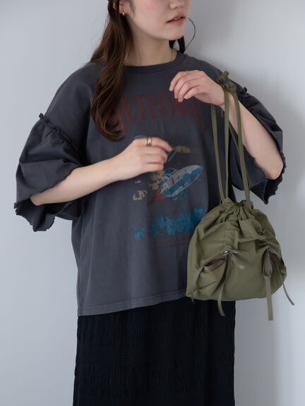 ヴィンテージ加工プリントTシャツ（オフホワイト/チャコールグレー/ブルー）｜ehka sopo（エヘカソポ）通販
