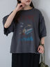 ヴィンテージ加工プリントTシャツ（オフホワイト/チャコールグレー/ブルー）｜ehka sopo（エヘカソポ）通販