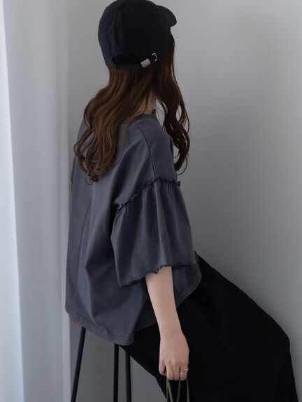 ヴィンテージ加工プリントTシャツ（オフホワイト/チャコールグレー/ブルー）｜ehka sopo（エヘカソポ）通販