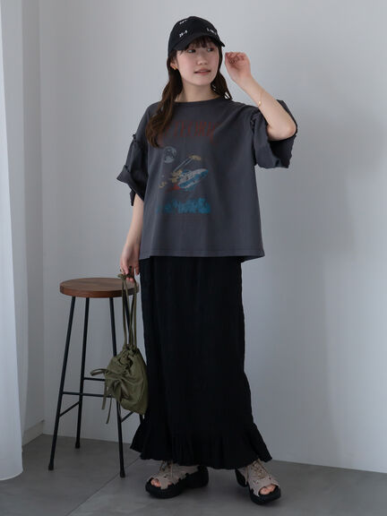 ヴィンテージ加工プリントTシャツ（オフホワイト/チャコールグレー/ブルー）｜ehka sopo（エヘカソポ）通販