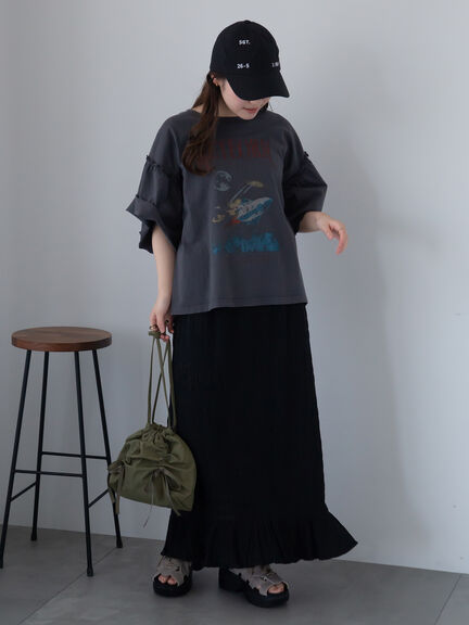 ヴィンテージ加工プリントTシャツ（オフホワイト/チャコールグレー/ブルー）｜ehka sopo（エヘカソポ）通販