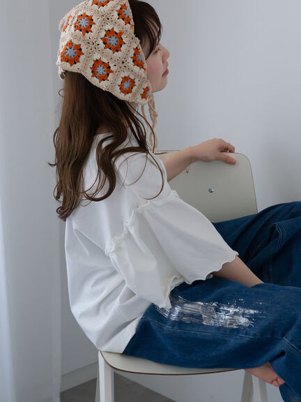 ヴィンテージ加工プリントTシャツ（オフホワイト/チャコールグレー/ブルー）｜ehka sopo（エヘカソポ）通販