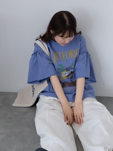 ヴィンテージ加工プリントTシャツ（オフホワイト/チャコールグレー/ブルー）｜ehka sopo（エヘカソポ）通販