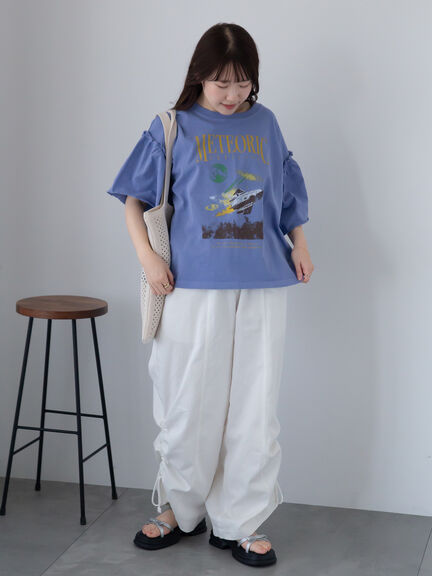 ヴィンテージ加工プリントTシャツ（オフホワイト/チャコールグレー/ブルー）｜ehka sopo（エヘカソポ）通販