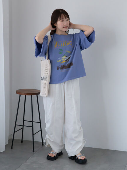 ヴィンテージ加工プリントTシャツ（オフホワイト/チャコールグレー/ブルー）｜ehka sopo（エヘカソポ）通販