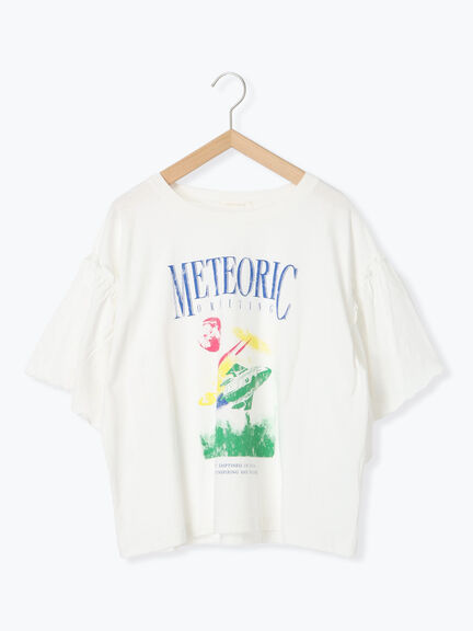 ヴィンテージ加工プリントTシャツ（オフホワイト/チャコールグレー/ブルー）｜ehka sopo（エヘカソポ）通販