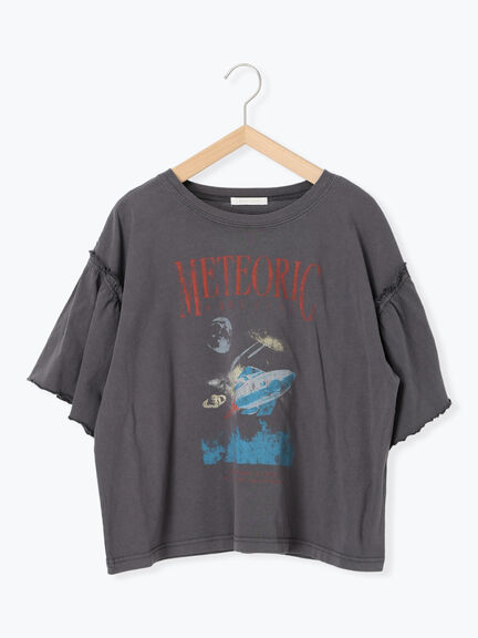 ヴィンテージ加工プリントTシャツ（オフホワイト/チャコールグレー/ブルー）｜ehka sopo（エヘカソポ）通販
