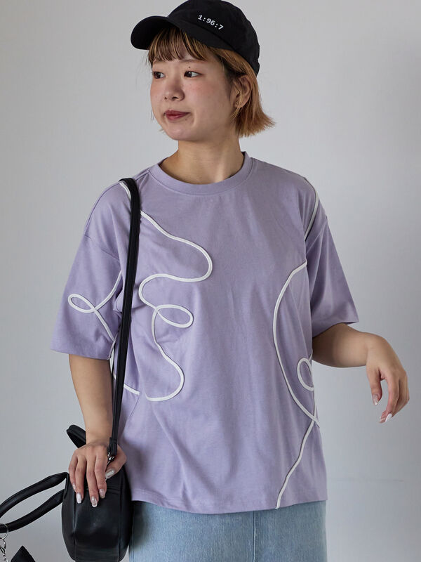 ライン柄Tシャツ（オフホワイト/チャコールグレー/ラベンダー）｜ehka sopo（エヘカソポ）通販