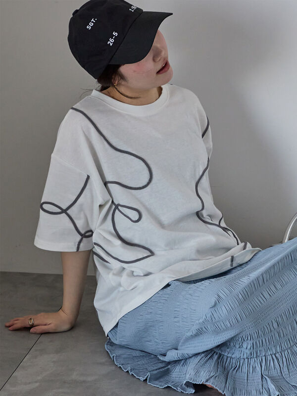 ライン柄Tシャツ（オフホワイト）｜ehka sopo（エヘカソポ）通販