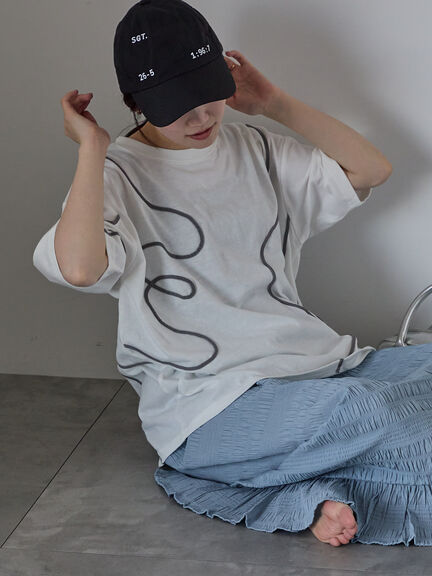 ライン柄Tシャツ（オフホワイト/チャコールグレー/ラベンダー）｜ehka sopo（エヘカソポ）通販