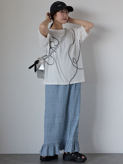 ライン柄Tシャツ（オフホワイト/チャコールグレー/ラベンダー）｜ehka sopo（エヘカソポ）通販