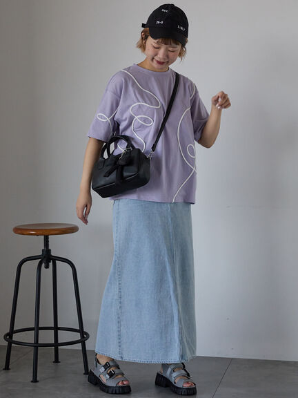 ライン柄Tシャツ（オフホワイト/チャコールグレー/ラベンダー）｜ehka sopo（エヘカソポ）通販