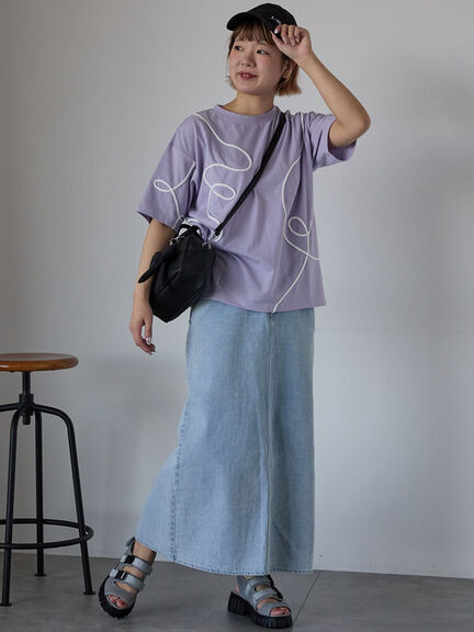 ライン柄Tシャツ（オフホワイト/チャコールグレー/ラベンダー）｜ehka sopo（エヘカソポ）通販