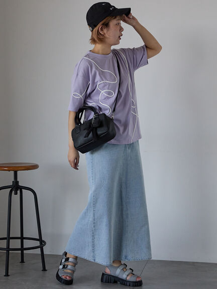 ライン柄Tシャツ（オフホワイト/チャコールグレー/ラベンダー）｜ehka sopo（エヘカソポ）通販