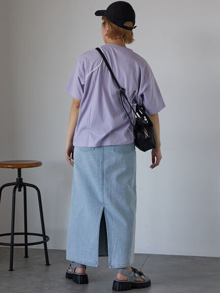ライン柄Tシャツ（オフホワイト/チャコールグレー/ラベンダー）｜ehka sopo（エヘカソポ）通販