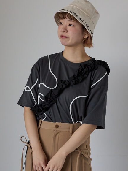 ライン柄Tシャツ（オフホワイト/チャコールグレー/ラベンダー）｜ehka sopo（エヘカソポ）通販