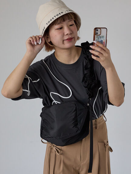 ライン柄Tシャツ（オフホワイト/チャコールグレー/ラベンダー）｜ehka sopo（エヘカソポ）通販