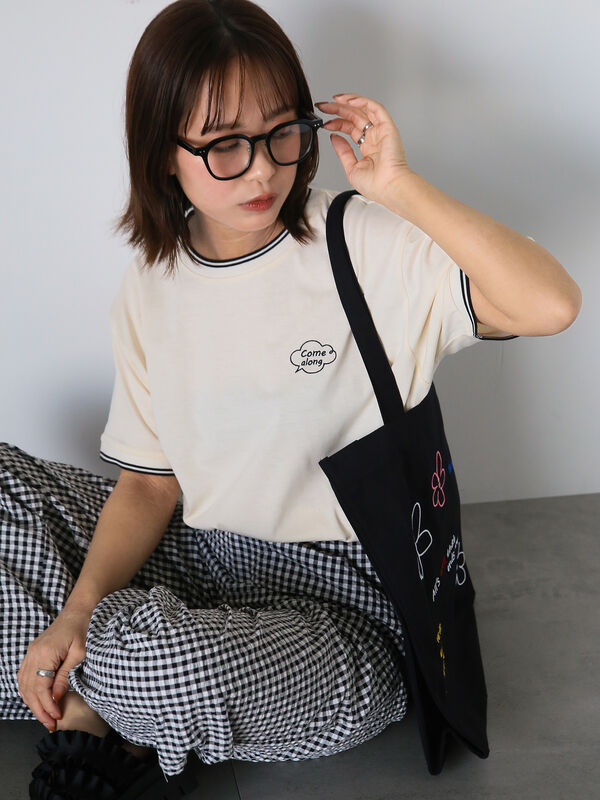 ラインリブTシャツ（オフホワイト/グリーン/キナリ）｜ehka sopo（エヘカソポ）通販