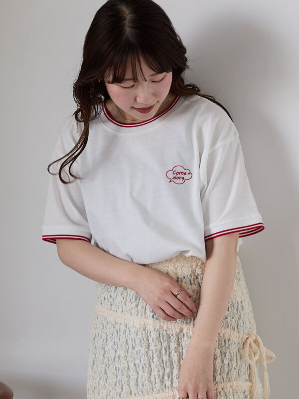 ラインリブTシャツ（オフホワイト）｜ehka sopo（エヘカソポ）通販