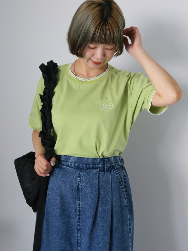 ラインリブTシャツ（グリーン）｜ehka sopo（エヘカソポ）通販