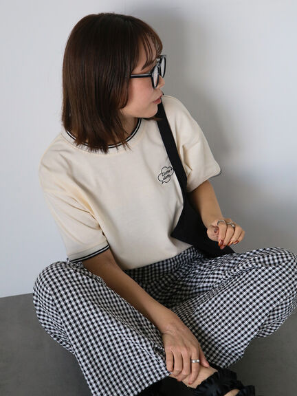 ラインリブTシャツ（オフホワイト/グリーン/キナリ）｜ehka sopo（エヘカソポ）通販
