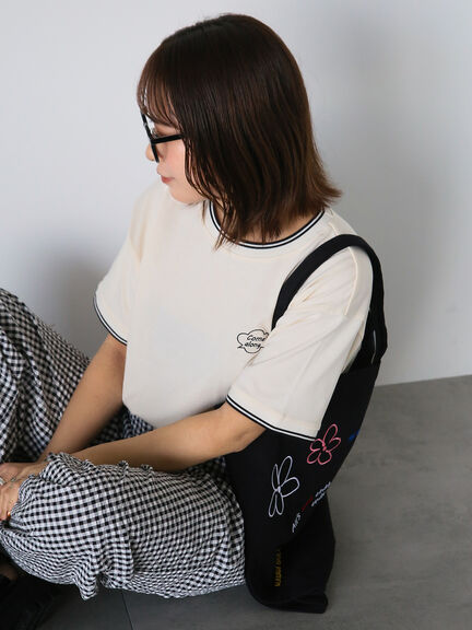 ラインリブTシャツ（オフホワイト/グリーン/キナリ）｜ehka sopo（エヘカソポ）通販