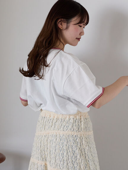 ラインリブTシャツ（オフホワイト/グリーン/キナリ）｜ehka sopo（エヘカソポ）通販
