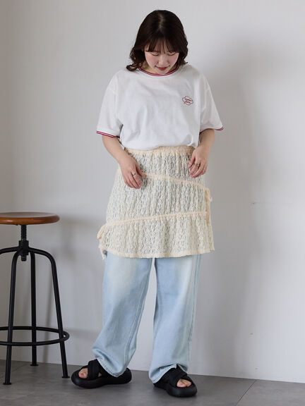 ラインリブTシャツ（オフホワイト/グリーン/キナリ）｜ehka sopo（エヘカソポ）通販