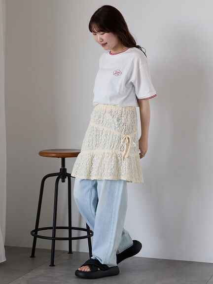 ラインリブTシャツ（オフホワイト/グリーン/キナリ）｜ehka sopo（エヘカソポ）通販