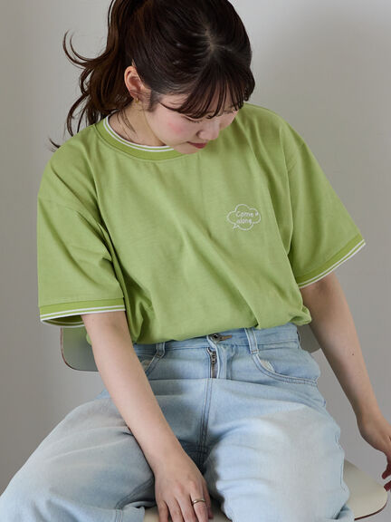 ラインリブTシャツ（オフホワイト/グリーン/キナリ）｜ehka sopo（エヘカソポ）通販