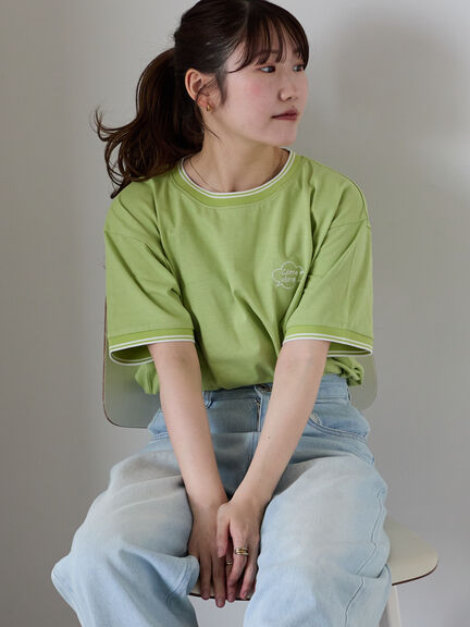 ラインリブTシャツ（オフホワイト/グリーン/キナリ）｜ehka sopo（エヘカソポ）通販