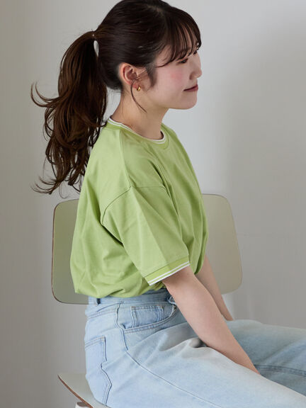 ラインリブTシャツ（オフホワイト/グリーン/キナリ）｜ehka sopo（エヘカソポ）通販