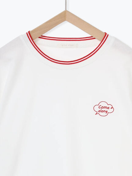 ラインリブTシャツ（オフホワイト/グリーン/キナリ）｜ehka sopo（エヘカソポ）通販