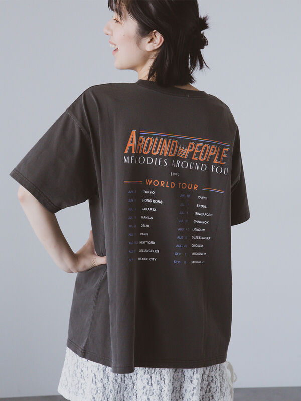 ヴィンテージ加工プリントTシャツ（オフホワイト/チャコールグレー/ブルー）｜ehka sopo（エヘカソポ）通販