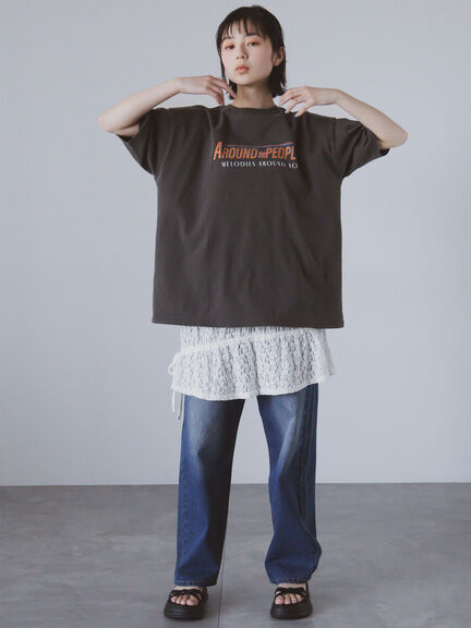 ヴィンテージ加工プリントTシャツ（オフホワイト/チャコールグレー/ブルー）｜ehka sopo（エヘカソポ）通販