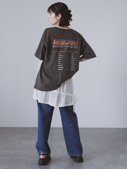 ヴィンテージ加工プリントTシャツ（オフホワイト/チャコールグレー/ブルー）｜ehka sopo（エヘカソポ）通販