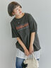 ヴィンテージ加工プリントTシャツ（オフホワイト/チャコールグレー/ブルー）｜ehka sopo（エヘカソポ）通販