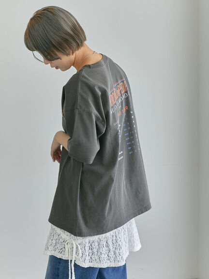 ヴィンテージ加工プリントTシャツ（オフホワイト/チャコールグレー/ブルー）｜ehka sopo（エヘカソポ）通販