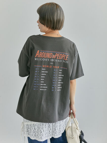 ヴィンテージ加工プリントTシャツ（オフホワイト/チャコールグレー/ブルー）｜ehka sopo（エヘカソポ）通販