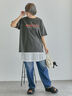 ヴィンテージ加工プリントTシャツ（オフホワイト/チャコールグレー/ブルー）｜ehka sopo（エヘカソポ）通販