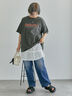 ヴィンテージ加工プリントTシャツ（オフホワイト/チャコールグレー/ブルー）｜ehka sopo（エヘカソポ）通販