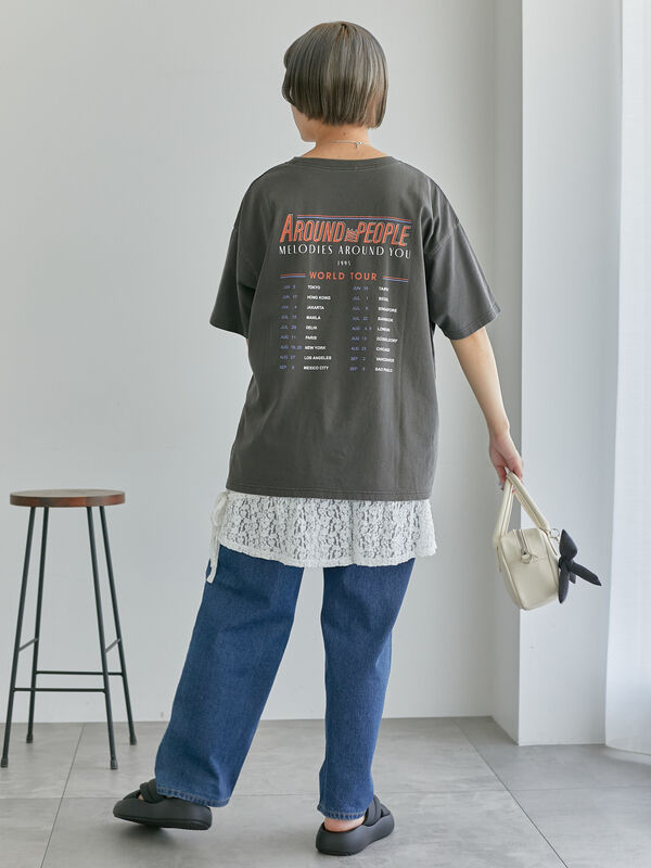 セール】 ヴィンテージ加工プリントTシャツ（オフホワイト